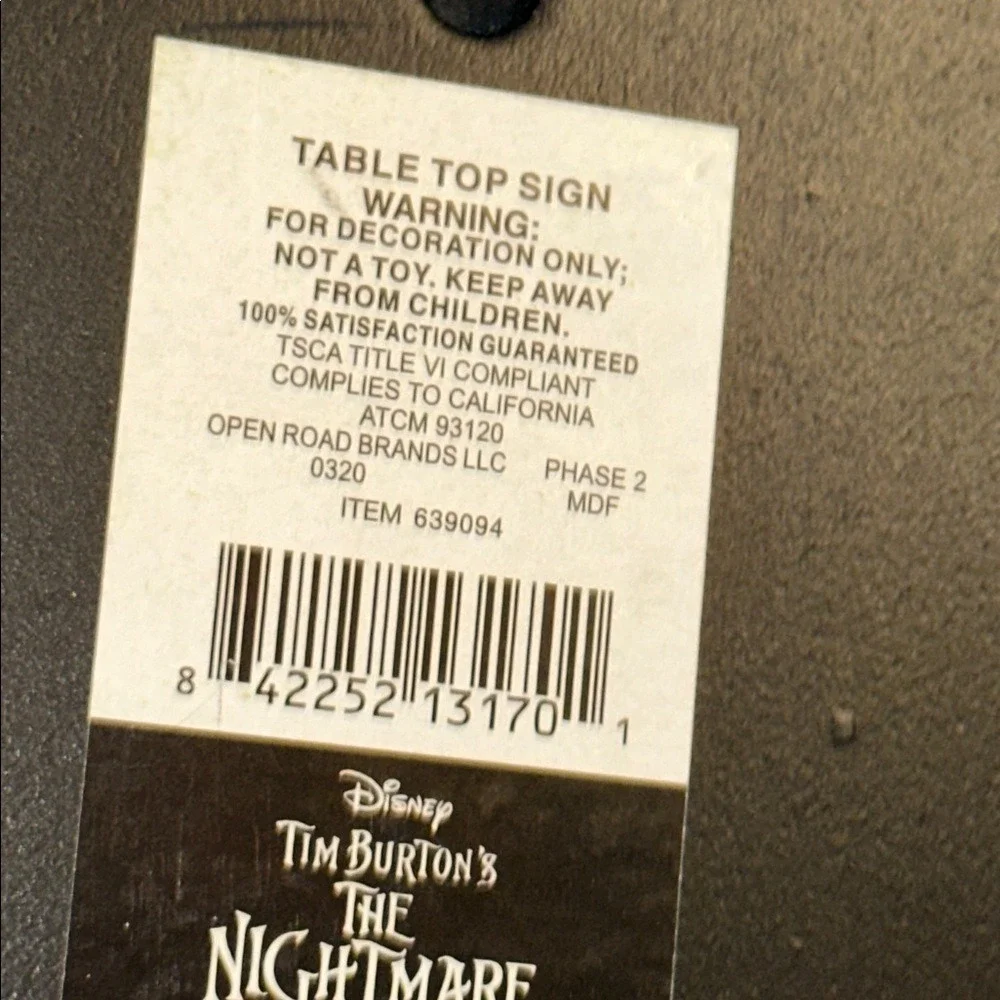 Disney Nightmare Before Christmas Oogie Boogie Let's Boogie Down Wood Table Sign